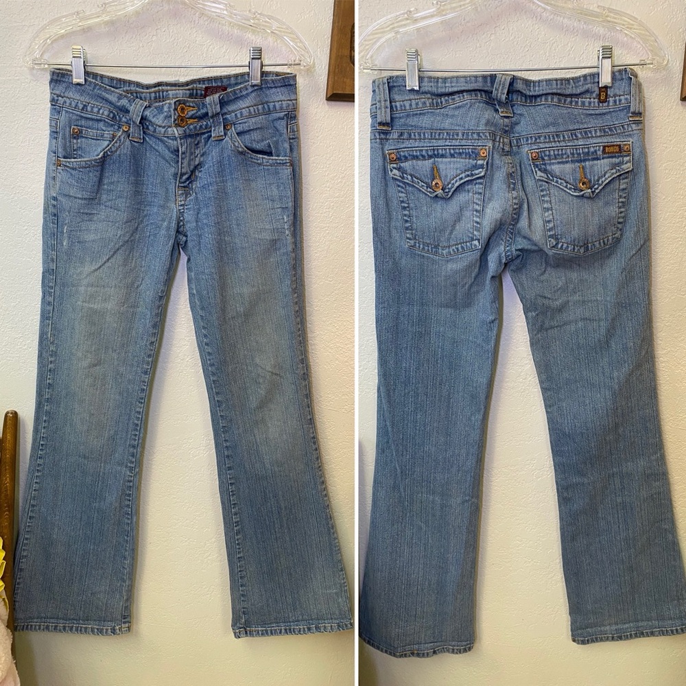 Vintage Y2K Bongo Jeans Juniors 5 29x31 Flap Pockets Low Rise Light Wash Flare